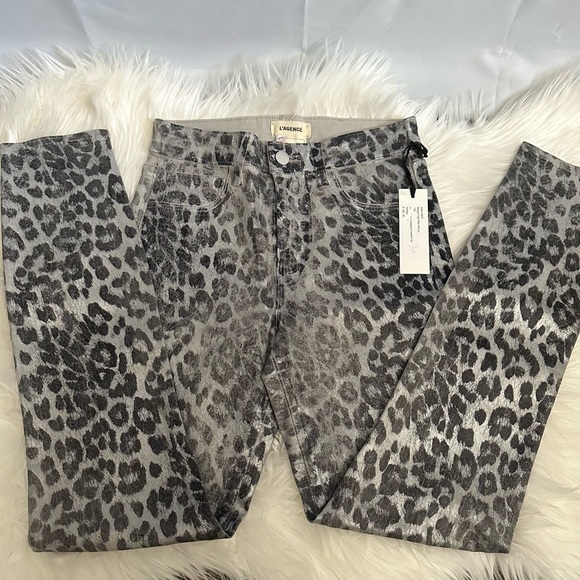 L’agence Margot High Rise Skinny Jeans Leopard Crackle Foil - Picture 2 of 10